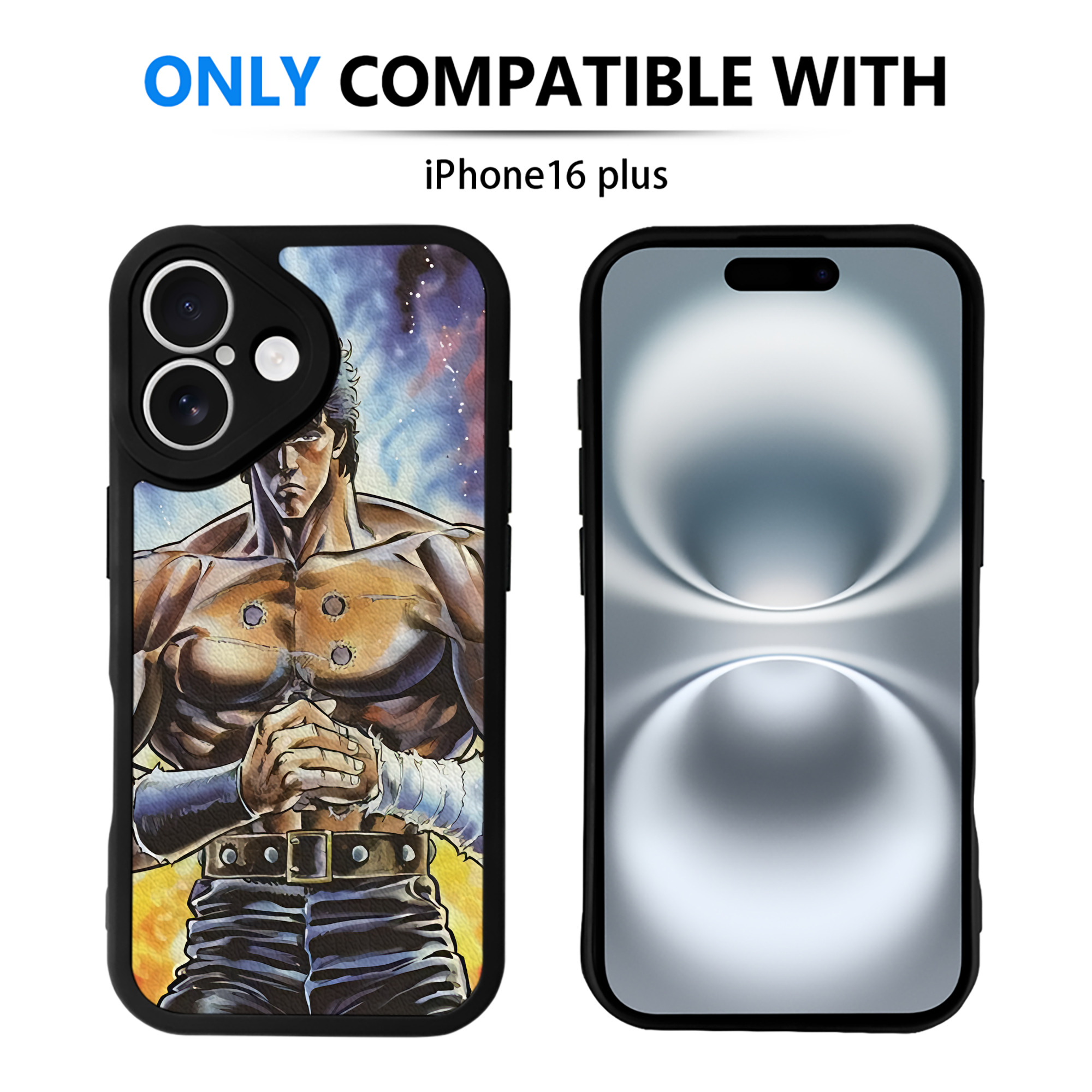 （画像用） 北斗の拳 Fist of the North Star 【iPhone 16シリーズ対応】シリコンスマホケース（レザー調） 材質：シリコン